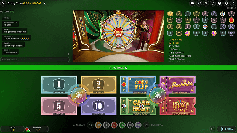 Crazy Time: il gioco nei casinò d’Italia